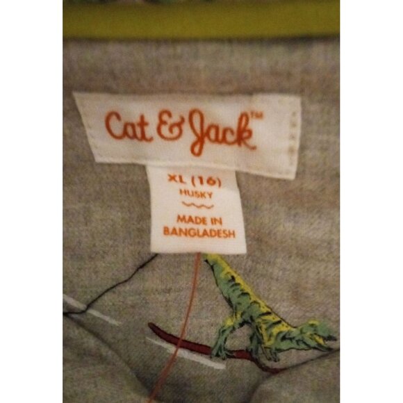 New Cat & Jack Boys size XL (16) Husky Dinosaur Print Button-Down Shirt - Picture 2 of 8